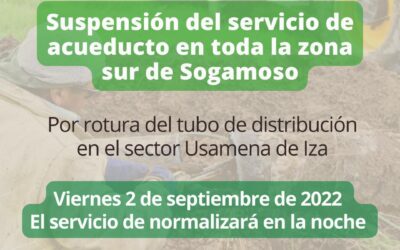 Se suspende el servicio de acueducto en toda la zona sur de Sogamoso