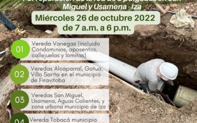 SUSPENSIÓN SERVICIO DE ACUEDUCTO MIÉRCOLES 26 DE OCTUBRE 2022