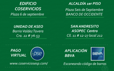 Estimados suscriptores, les recordamos que estos son nuestros únicos puntos de pago y corresponsales autorizados